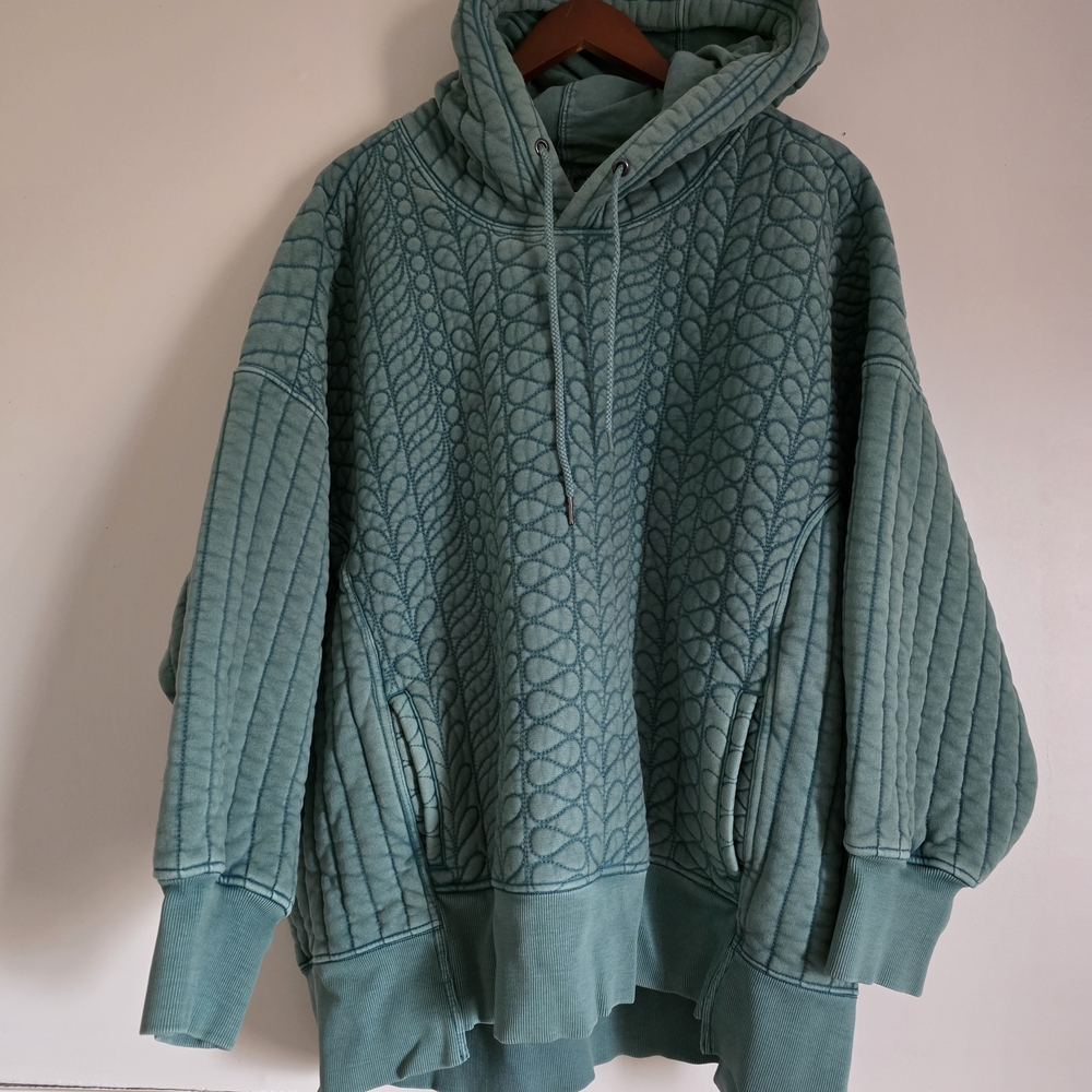 Free People Movement Sprint To The Finish Quilted Hoodie In Emerald